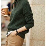 Women's Cable Knit Button Neck Sweater