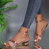 Metallic Strappy Flat Sandals