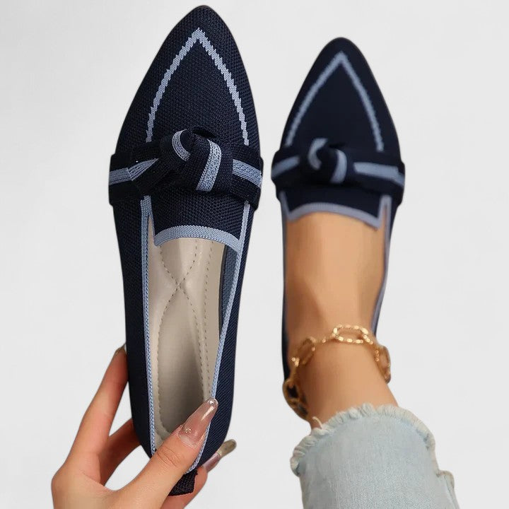 Pointed Toe Bow Flat Loafers