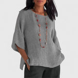 Relaxed Button Linen Blend Blouse