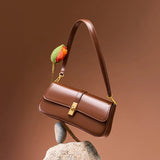 Women's Compact Crossbody Bag with Gold Flap Detail