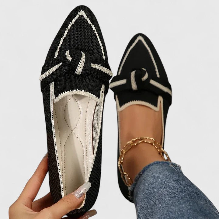 Pointed Toe Bow Flat Loafers