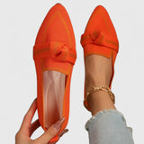 Pointed Toe Bow Flat Loafers