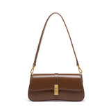 Women's Compact Crossbody Bag with Gold Flap Detail