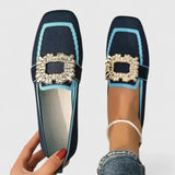 Square Toe Buckle Detail Loafers
