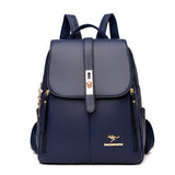Women's PU Leather Flap-Closure Everyday Backpack