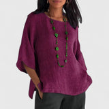 Relaxed Button Linen Blend Blouse