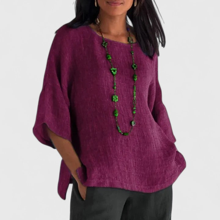 Relaxed Button Linen Blend Blouse