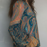 Paisley Print Sheer V-Neck Blouse