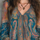 Paisley Print Sheer V-Neck Blouse