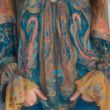 Paisley Print Sheer V-Neck Blouse