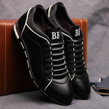 Leather Lace-Up Casual Sneakers