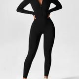 Long Sleeve Zip Front Jumpsuit