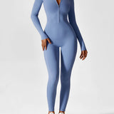 Long Sleeve Zip Front Jumpsuit