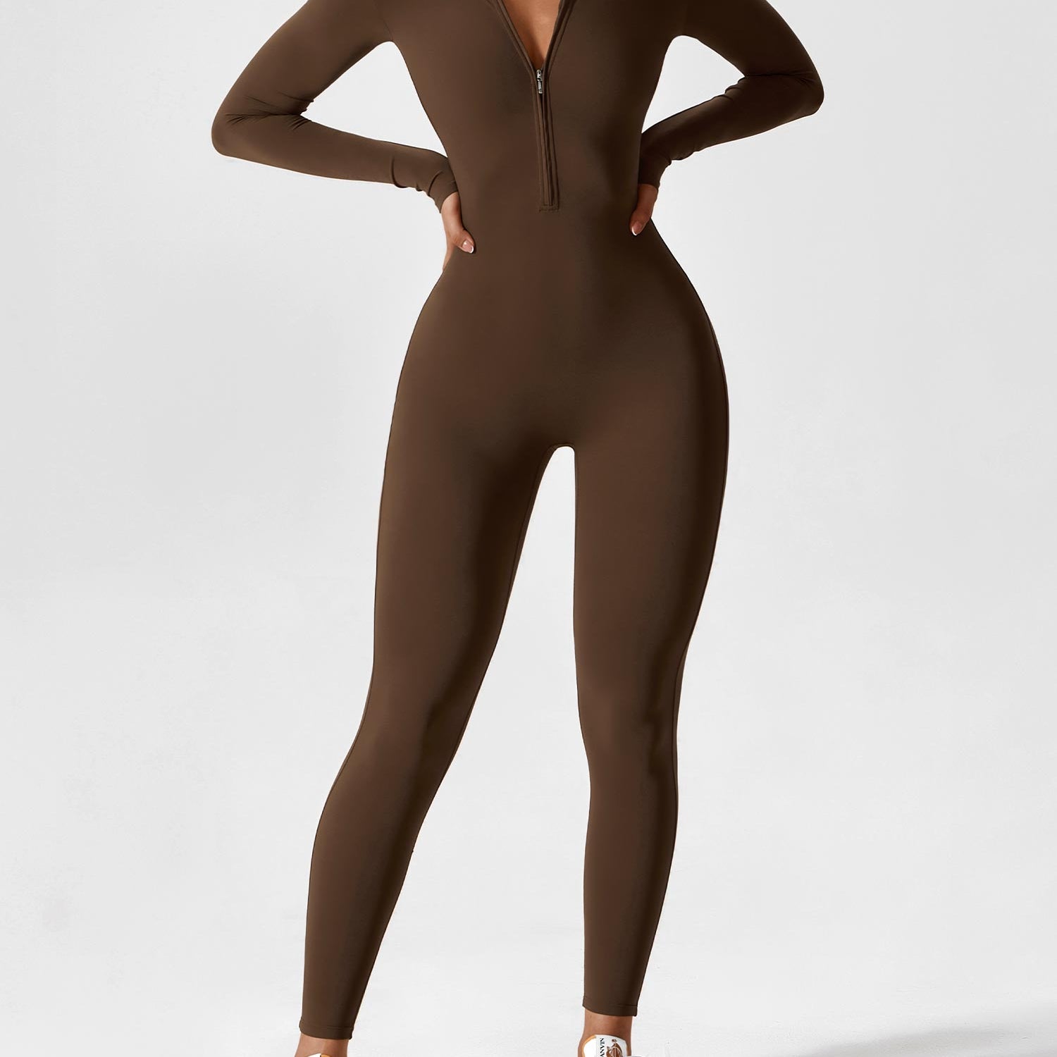 Long Sleeve Zip Front Jumpsuit