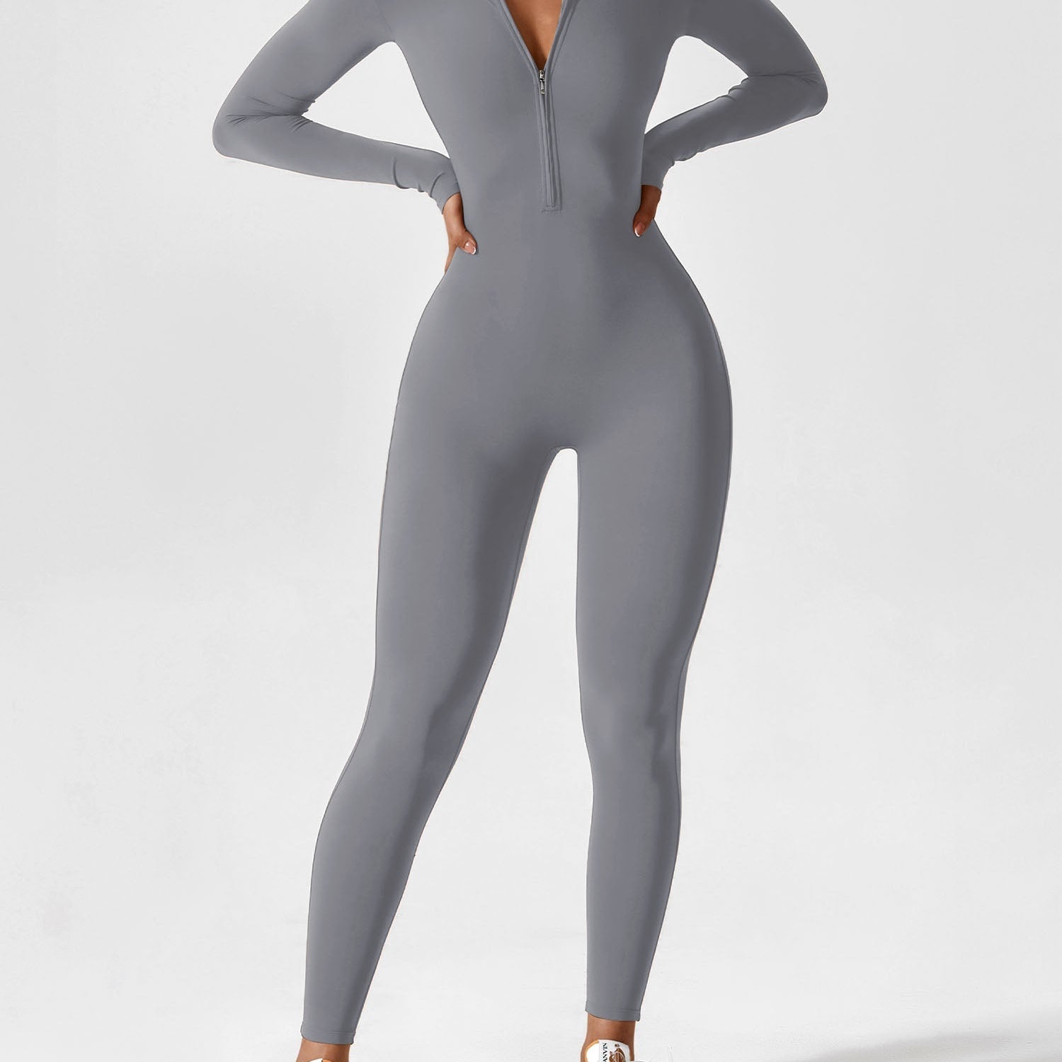 Long Sleeve Zip Front Jumpsuit