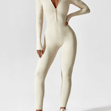 Long Sleeve Zip Front Jumpsuit