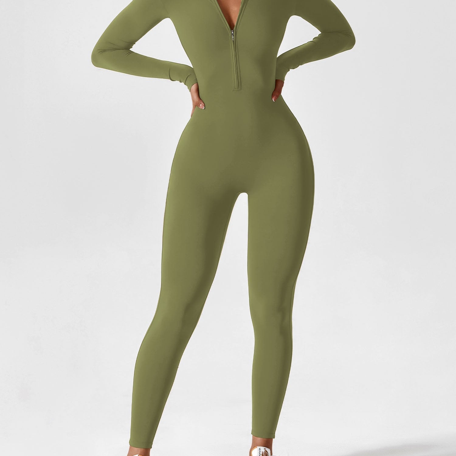 Long Sleeve Zip Front Jumpsuit