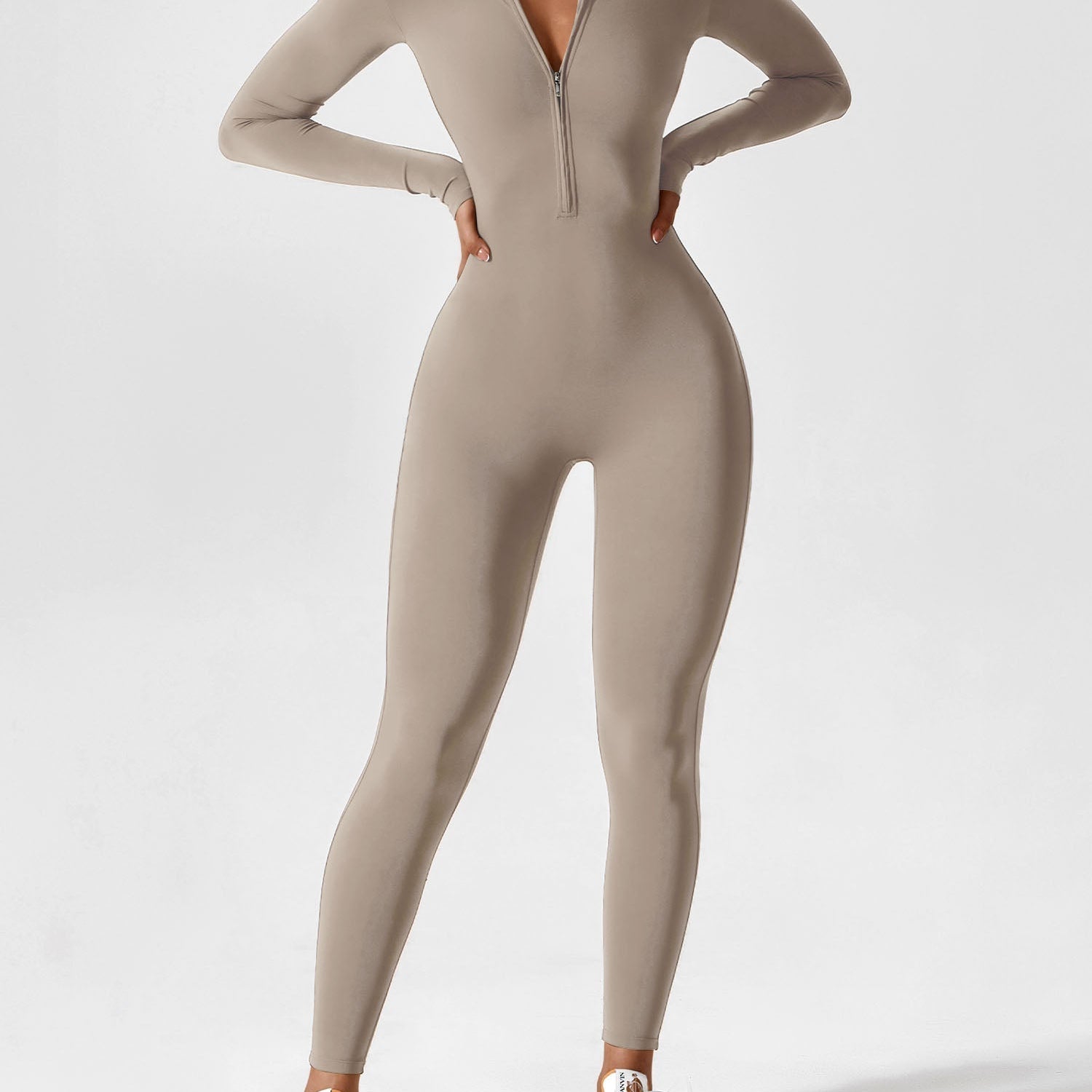 Long Sleeve Zip Front Jumpsuit