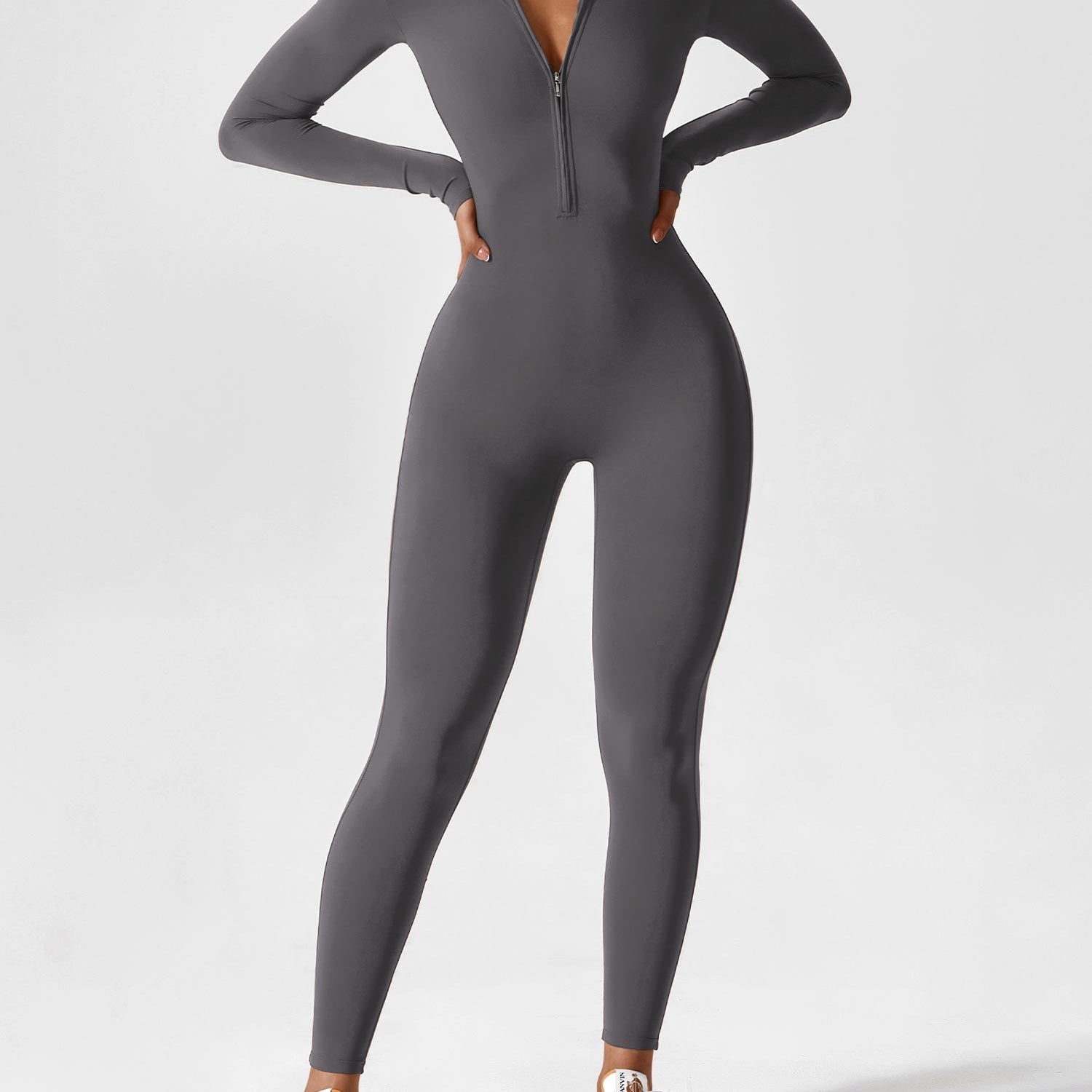 Long Sleeve Zip Front Jumpsuit
