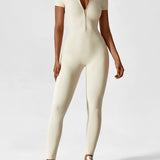 Long Sleeve Zip Front Jumpsuit