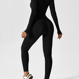 Long Sleeve Zip Front Jumpsuit