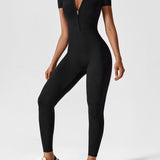 Long Sleeve Zip Front Jumpsuit