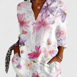 Abstract Print Button Front Blouse