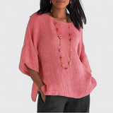 Relaxed Button Linen Blend Blouse