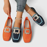 Square Toe Buckle Detail Loafers