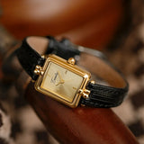 Women's Square Stainless Steel Leather Strap Watch