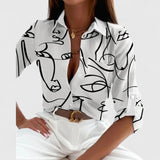 Geometric Print Button Front Blouse