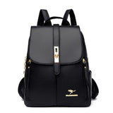 Women's PU Leather Flap-Closure Everyday Backpack