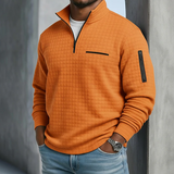 Men's Textured Quarter-Zip Pullover with Zip Pockets