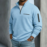 Men's Textured Quarter-Zip Pullover with Zip Pockets