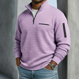 Men's Textured Quarter-Zip Pullover with Zip Pockets