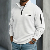 Men's Textured Quarter-Zip Pullover with Zip Pockets
