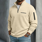 Men's Textured Quarter-Zip Pullover with Zip Pockets