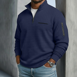 Men's Textured Quarter-Zip Pullover with Zip Pockets