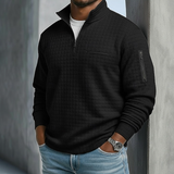 Men's Textured Quarter-Zip Pullover with Zip Pockets