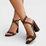Cross Strap Block Heel Sandals