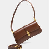 Women's Compact Crossbody Bag with Gold Flap Detail