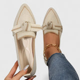 Pointed Toe Bow Flat Loafers