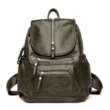 Women's Vintage PU Leather Backpack with Zip Pockets