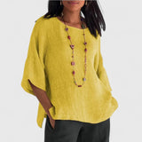 Relaxed Button Linen Blend Blouse