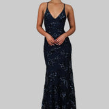 Sequin V-Neck Mermaid Maxi Dress