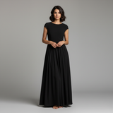 Cap Sleeve Crew Neck Maxi Dress