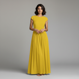 Cap Sleeve Crew Neck Maxi Dress