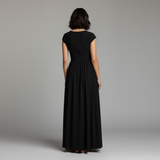 Cap Sleeve Crew Neck Maxi Dress