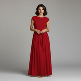 Cap Sleeve Crew Neck Maxi Dress